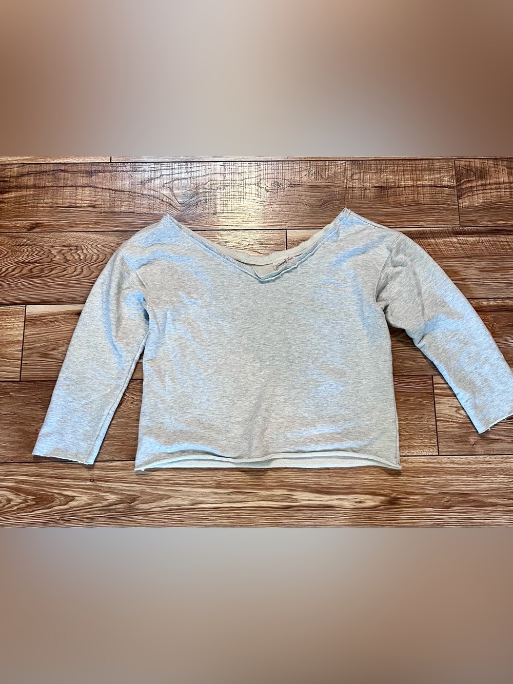 Universal Thread Heather Gray V-Neck Long Sleeve Top